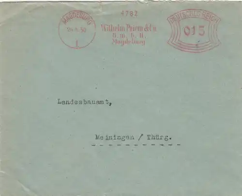 Freistempel 1930: Magdeburg Wilhelm Priem nach Meiningen