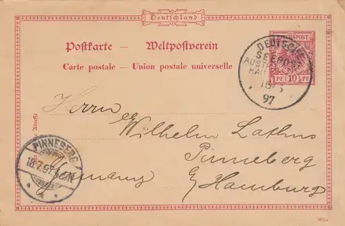 Australie: Deutsche Seepost Albany 1897, entier à Pinneberg