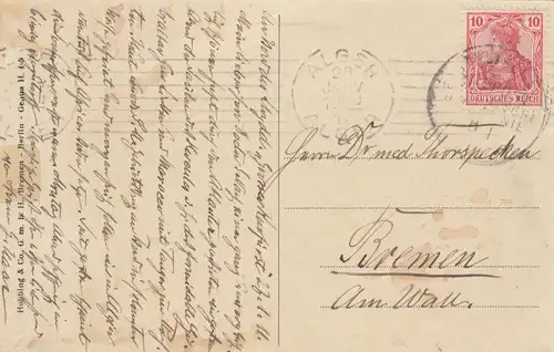 Carte de vue Alger 1911, Deutsche Seepost vers Brême