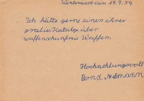 Ganzsache 1954 von Winterwerb über St. Goarshausen nach Celle