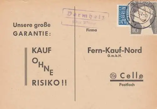 Brief 1953 von Dormholz über Witten nach Celle