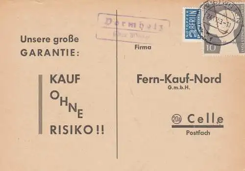 Lettre de Dormholz en 1953 sur Witten à Celle
