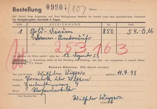 Brief 1953 von Dormholz über Witten nach Celle