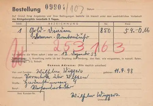 Lettre de Dormholz en 1953 sur Witten à Celle