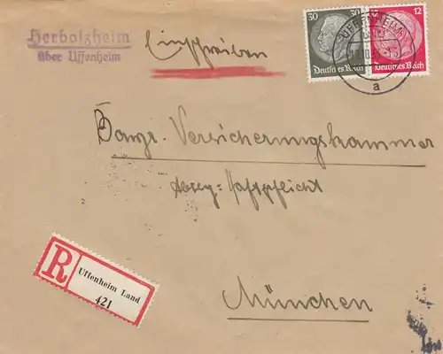 Inscription Herborosheim sur Uffenheim à Munich 1933