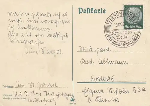 Attaque complète Tirschtiere, Kormacherei Weiden 1937