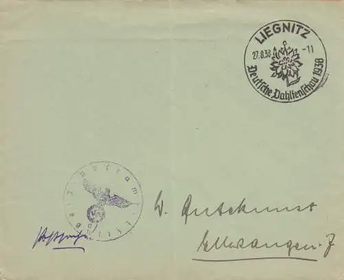 Blanko Kuvert 1938: Liegnitz: Deutsche Dahliaschau 19 38