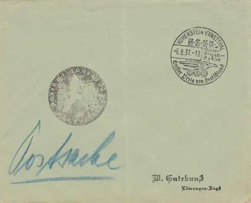 Postsache Kuvert 1937: Hohenstein-Ernstthal: Großer Preis von Deutschland NSKK Motor Brigade Sachsen