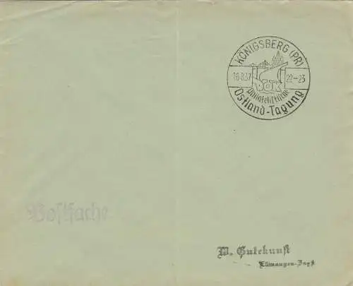 Postsache Kuvert 1937: Königsberg Philatelistische Ostland Tagung