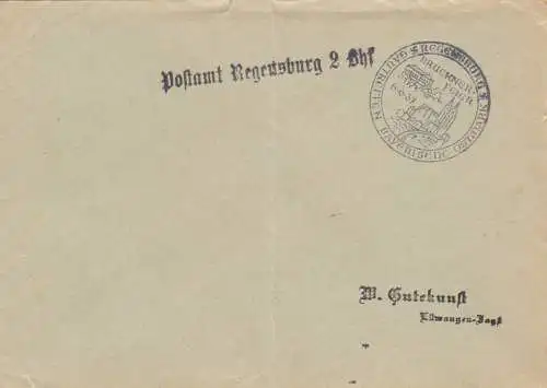 Postsache Kuvert 1937: Regensburg Gautreffen Bayerische Ostmark