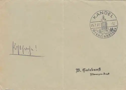 Affaire postale Kuvert 1937: Kandel Frontières