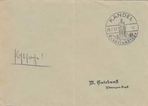 Postsache Kuvert 1937: Kandel Grenzlandtage