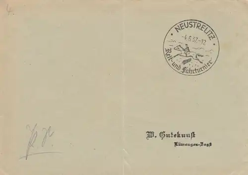 Cadeaux postaux Kuvert 1937: Neustrelitz - cheval, cheval