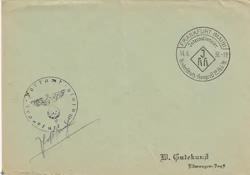 Postsache Kuvert 1938: Frankfurt/Main Kinderschutz Kongreß