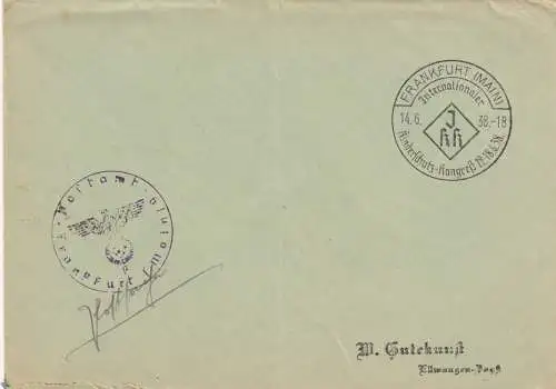 Postsache Kuvert 1938: Frankfurt/Main Kinderschutz Kongreß