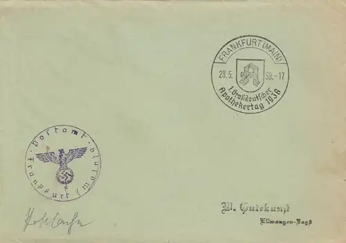 Affaire postale Kuvert 1938: Francfort/Main: 1er Grand-Deutsch Vonhochmarktag