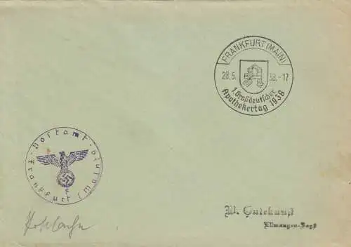 Postsache Kuvert 1938: Frankfurt/Main: 1. Großdeutscher Apothekertag