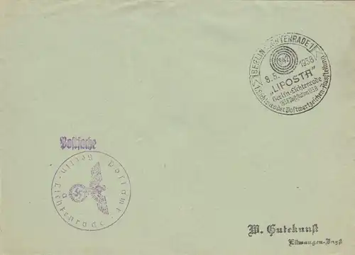 Postsache Kuvert 1938: Berlin Lichtenrade Postwertzeichen Ausstellung