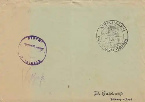 Postsache Kuvert 1938: Meiningen Ausstellung
