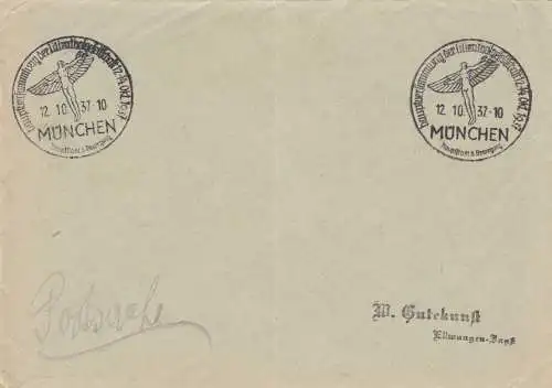 Postsache Kuvert 1937: München Hauptversammlung Lilienthalgesellschaft