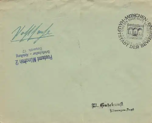 Affaire postale Kuvert 1938: Tampon spécial Munich: novembre 19 38