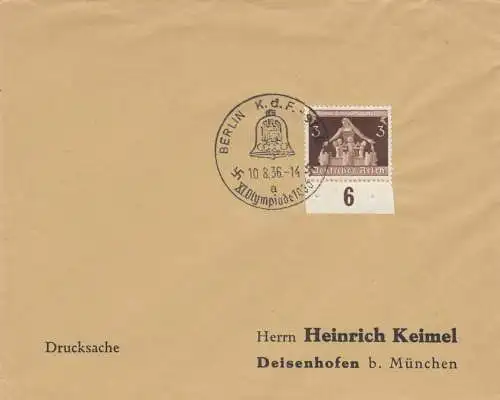 Postsache Kuvert 1936: Berlin KdF, XI. Olympiade