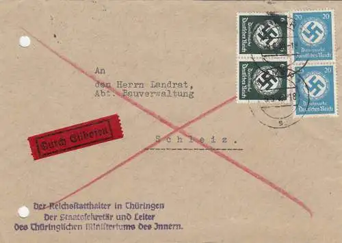 Eilboten Innenministerium an Bauverwaltung Schleiz 1940