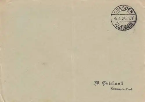 Blanko Kuvert 1937: Dresden Vogelwiese