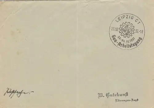 Affaire postale Kuvert 1937: Leipzig-Gau-Schäfts-Röheit