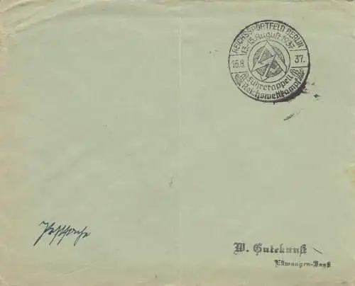 Postsache Kuvert 1937: Reischssportfeld Berlin: Führerappell Reichswettkampf - Sonderstempel