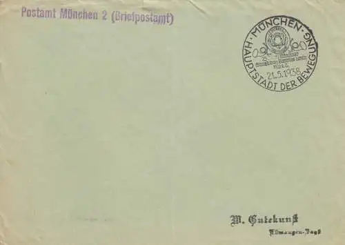 Postsache Kuvert 1938: München Ganzsachen Sammler Verein, Sonderstempel
