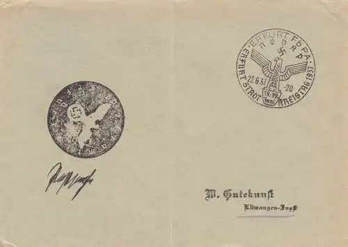 Affaire postale Kuvert 1937: Erfurt FbPA: Jour de l'arrondissement de la ville NSDAP