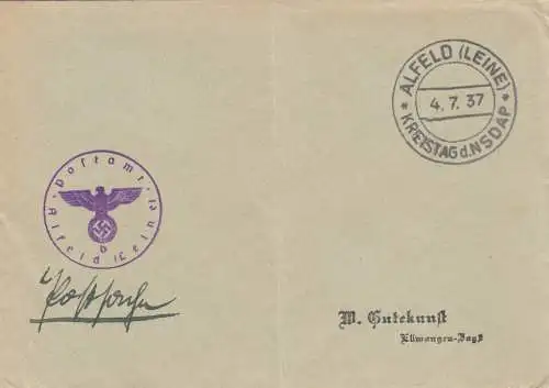 Affaire postale Kuvert 1937: Alfeld/Leine, jour de circonscription du NSDAP