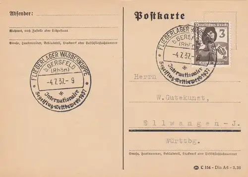 Carte postale Camps d'avion à Gersfeld, concours de vol à voile 1937, hydratante