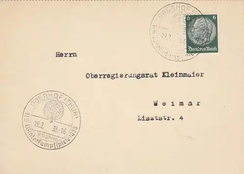 1938: Oberhof/Thüringen: NS Jeux de combat d'hiver