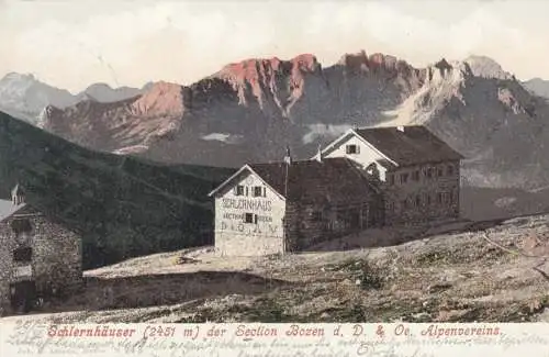 Ansichtskarte Schlernhäuser, Bozen, nach Wien 1906, Alpenverein