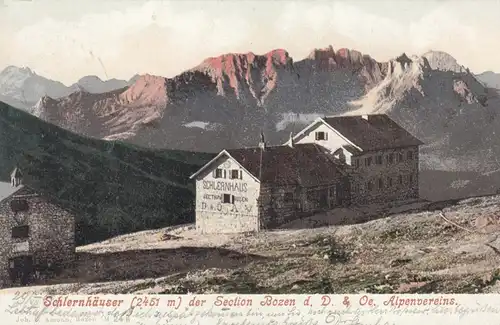 Carte de vue Schlernhaus, Bolzano, après Vienne 1906, Alpenverein