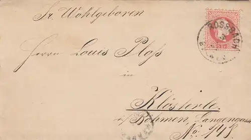 1881: Brief Possbach/Böhmen nach Kösterle/Asch/Böhmen mit Briefinhalt