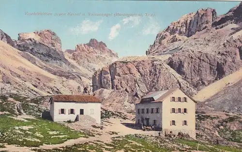 2x Ansichtskarte Vajoletthütte, Grasleitenhütte, Tirol, Sektion Leipzig 1911