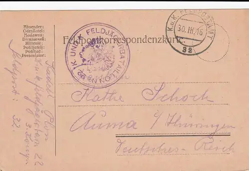 3x Carte postale des Chasseurs de Montagne, Chasseur de Champs d'Auma 1916/17