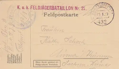 3x Feldpostkarte Gebirgsjäger, Feldjäger nach Auma 1916/17