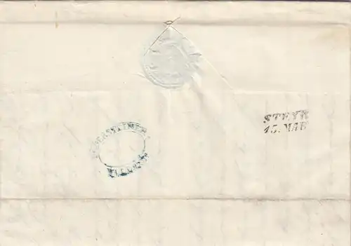 Lettre de Villach à Steyr en 1850, beaucoup de contenu