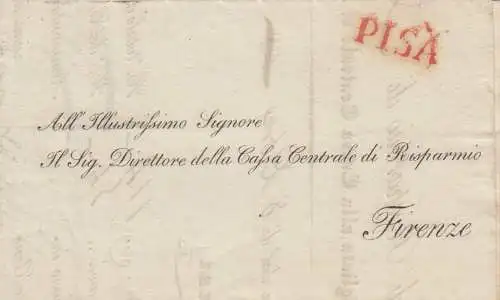 Brief 1839 von Pisa nach Firenze, Rechnung in ital. Sprache