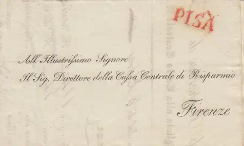 Lettre 1839 de Pise à Firenze, facture en italien