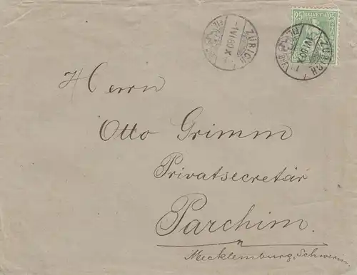 1880: Brief aus Zürich nach Parchim/Mecklenburg