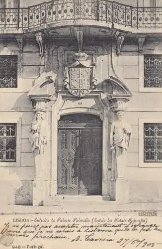 Ansichtskarte Lisboa 1905, Stempel Karlsbad und München