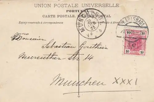 Ansichtskarte Lisboa 1905, Stempel Karlsbad und München