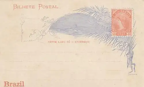 Brasil: post card; cart a bilhete, 40 riz