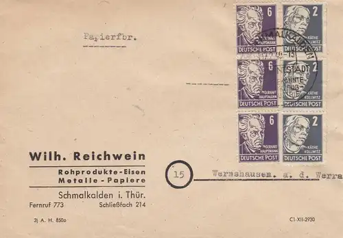 SBZ: Smalkalden d'après Wernshausen 1949 - Lettre papier