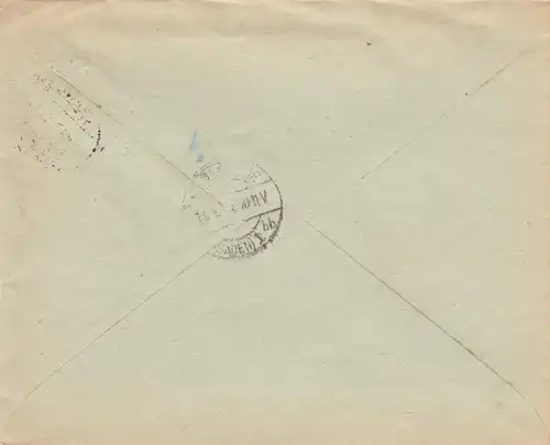 Lettre de Constance 1947 en lettre recommandée à Karlsruhe, frais payés